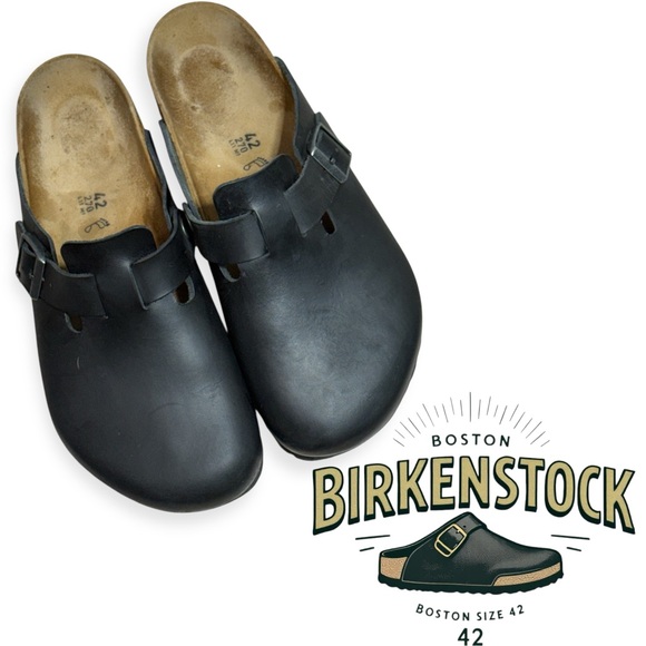 Birkenstock Boston
Oiled Leather - Black
Unisex Size 42
Men’s 9
Women’s 11 - Picture 1 of 14